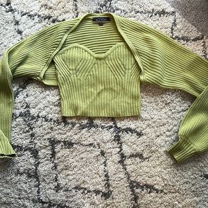 Green Tube Top Sweater and Shrug